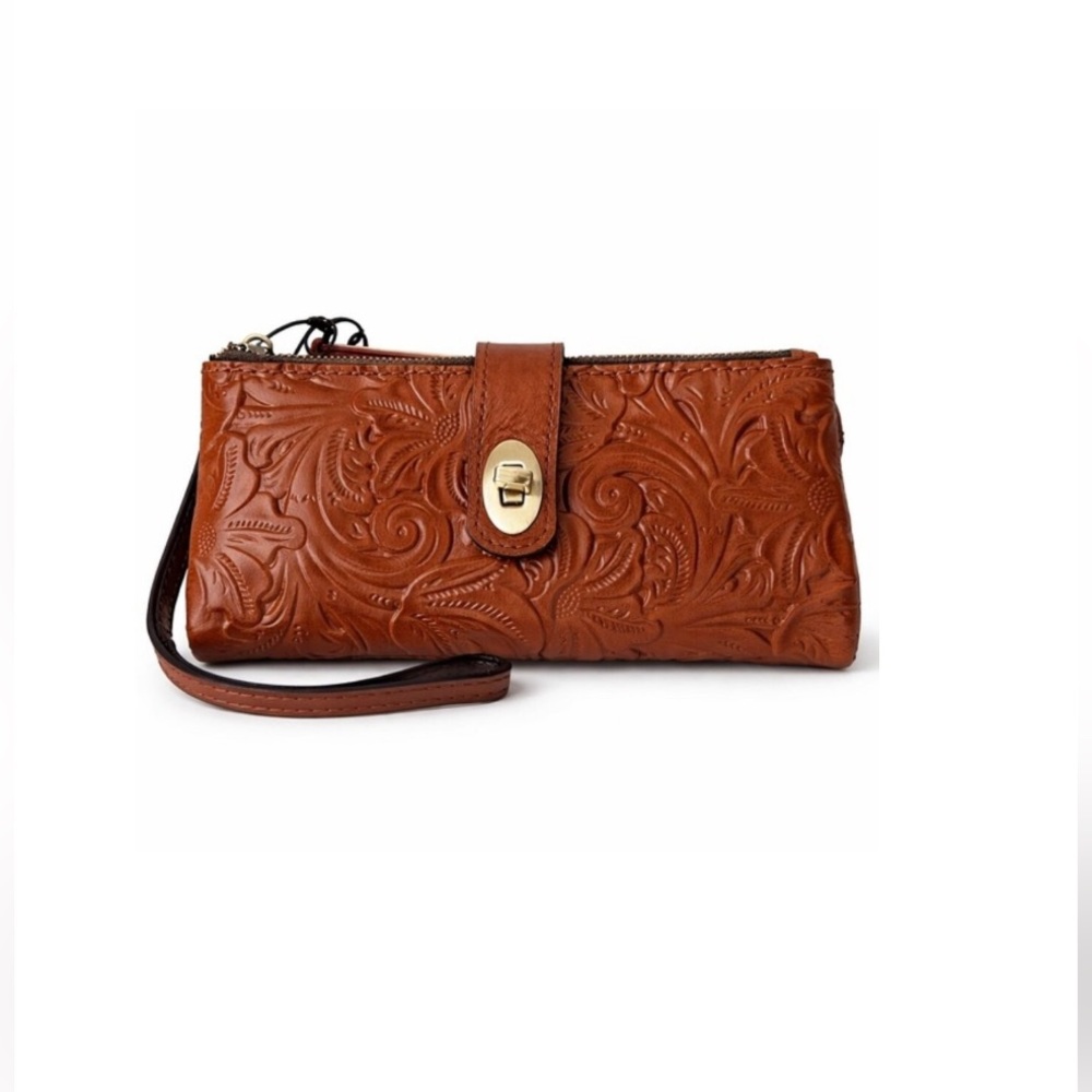 Patricia Nash Leather Tooled Annesley Bifold Wallet Florence Brown